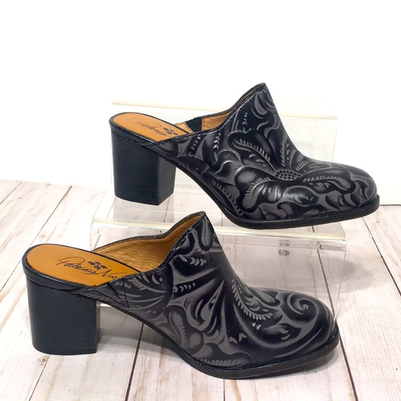 Patricia Nash mule gray black floral block heel size 6 - Picture 2 of 8